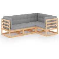 vidaXL 4-tlg. Garten-Lounge-Set mit Kissen Kiefer Massivholz