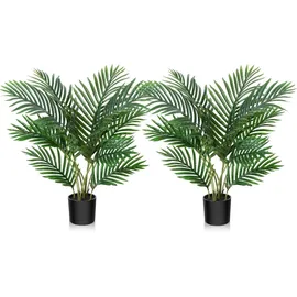 luxuskollektion Kunstpalme Areca 60cm Topf Künstliche Pflanze 2er Set