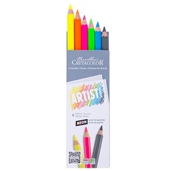 Brevillier's CRETACOLOR Artist Studio MEGA Neon + Graphit Buntstifte farbsortiert, 6 St.