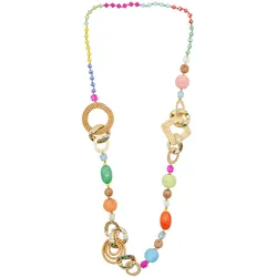 Lange Kette "Tropicana", Damen, Gr. one size, Metall, gold, COLLEZIONE ALESSANDRO, Basic, Halsketten, farbenfrohe Statementkette