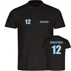 multifanshop Kinder T-Shirt - Argentinien - Trikot Nummer 12 - Druck hellblau - Kind