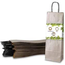 BIOZOYG 25 Stück Geschenktaschen silber Flaschentaschen für Weinflaschen Weinbeutel aus Kraftpapier umweltfreundliche Weintüten aus Kraftpapier
