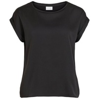 Vila Damen Viellette S/S Satin Top/Su Noos T-Shirt, Schwarz, 40 EU
