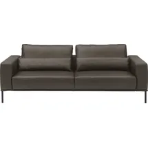 Musterring 3-Sitzer MUSTERRING "JustBPM100, 222 cm breit, aus hochwertigem Leder", espresso, B:222cm H:88cm T:107cm, 100% Leder, Sofas, wahlweise mit Nierenkissen und mot. Sitzauszug, Metallfuß in schwarz