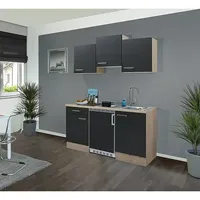 Flex-Well Turin Singleküche  (Breite: 150 cm, Anthrazit, Mit Elektrogeräten)
