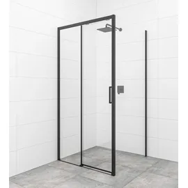 Swiss Aqua Technologies SAT TEX Rechteckige Duschkabine mit Schiebetür rechts 120 x 195 cm schwarz/matt SIKOTEXDBB120S80
