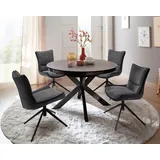 MCA Furniture MCA Winnipeg Ausziehtisch Keramik Ø 120/160x76 cm - Schwarz Matt