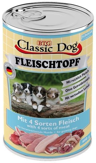 Classic Dog Dose Fleischtopf Junior mit 4 Sorten Fleisch 400g (Menge: 6 je Bestelleinheit)