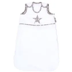 babybay Schlafsack Organic Cotton, weiß Applikation Stern taupe Sterne weiß