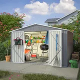 Geräteschuppen Satteldach Fundament Metall Gerätehaus Schuppen Gartenhaus Grau