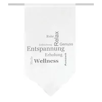 HOME WOHNIDEEN Fensterbehang AUSZEIT, Voile Digitaldruck, transparent, Dreiecksabschluss, Farbe:grau,