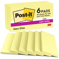 Post-it Post-it® Super Sticky Notes Haftnotizen doppelte Haftung gelb, 6 Blöcke