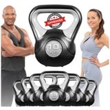 Miweba Sports Kettlebell Kettlebell KB200 - verschiedene Varianten, (Anti-Rutsch-Griff - Hartgummifüße - wasserabweisend - geräuscharm - hochwertige Sand-Zement-Mischung - Profi Fitness Schwunghantel Indoor & Outdoor Workout Ganzkörpertraining Kugelgewicht Kurzhantel Kettle Bell), Kugelhantel Sport Fitness Kraftraining Hantel Gewichte Workout schwarz