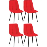 CLP 4er Set Esszimmerstühle Antibes Stoff rot