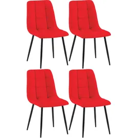 CLP 4er Set Esszimmerstühle Antibes Stoff rot