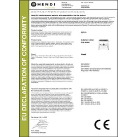 HENDI Hochleistungs-Induktions-Hockerkocher, 400V/5000W, 422x400x(H)366mm