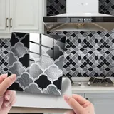 25 Stück Marmor Dekorative Selbstklebende Fliesenaufkleber Für Badezimmer Und Küche, Fliesenaufkleber, Mosaik, Wasserfest, Selbstklebende Dekoration (grau, 15 X 15 Cm)