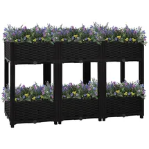 furnicato Hochbeet 120 x 40 x 71 cm Schwarz