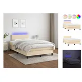 vidaXL Boxspringbett mit Matratze & LED Creme 120x200 cm Stoff