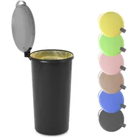 KUEFA VL 60l Müllsackständer, Mülleimer, Sammelbehälter mit Scharnierdeckel für den Gelben Sack, Pfandflaschen, Leergut (1, Hellgrau)