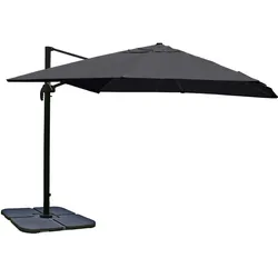 Mendler Gastronomie-Ampelschirm HWC-A96, 3,5x3,5m (Ø4,95m) Polyester/Alu 25kg ~ anthrazit mit Ständer