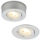 Briloner - 2 in 1 LED Aufbauspot und Einbaustrahler schwenkbar, warmweißes Licht, flach, LED Spot 230V, Deckenspot, Einbauleuchte, Deckenstrahler, 68mm Lochmass, 90x30mm (DxH), Chrom-Matt