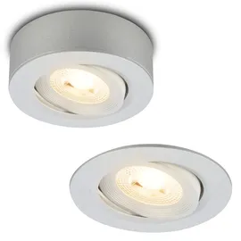 Briloner - 2 in 1 LED Aufbauspot und Einbaustrahler schwenkbar, warmweißes Licht, flach, LED Spot 230V, Deckenspot, Einbauleuchte, Deckenstrahler, 68mm Lochmass, 90x30mm (DxH), Chrom-Matt