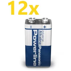 12x Panasonic 6LR61 Powerline 9V-Block E-Block Alkaline Industrial Rauchmelder