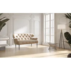 2-Sitzer PLACES OF STYLE "Amber", beige, B:153cm H:97cm T:87cm, 100% Polyester, Sofas, mit Knopfheftung,in verschieden Stoffarten