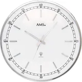 AMS 5608 Wanduhr Funk Funkwanduhr analog silbern rund