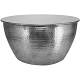 WOMO-DESIGN Couchtisch Silber Metall, 59x30.5x59 cm, Wohnzimmer, Wohnzimmertische, Couchtische
