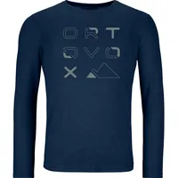 Ortovox Herren 185 Merino Brand Outline Longsleeve (Größe S, blau)