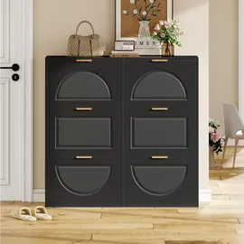 modfu Schuhschrank 118 x 115 x 25 cm 6 Klappenfächer / schwarz