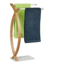 Relaxdays Handtuchhalter, 2 versetzte Stangen, freistehend, Handtuchständer, HBT: 79,5x42x28