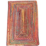 Casa Moro Jute Teppich Esha bunt 60x110 cm rechteckig | Teppich-Läufer im Boho-Chic aus Jute & Baumwolle handgeflochten & genäht | Wohn-Teppich Natur-Teppich | MA5506