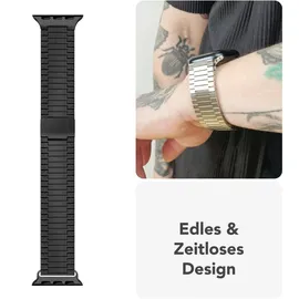 nalia Chronos Edelstahl-Armband für Apple Watch Magnet-Band Metallarmband - Stabil - Rostfrei Edelstahl Uhrenarmband, Schwarz