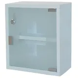 style home Medizinschrank Medikamentenschrank abschließbare Arzneischrank (Tip-on'' Glastür, inkl. 2 Schlüsseln) Erste Hilfe Schrank aus Metall,30x30x12cm Weiß- 2 Fächer weiß 30 cm x 30 cm x 12 cm