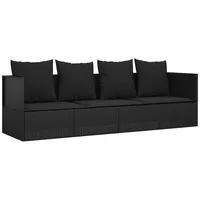 furnicato Gartenliege Outdoor-Loungebett mit Kissen Schwarz Poly Rattan, 1 St. schwarz