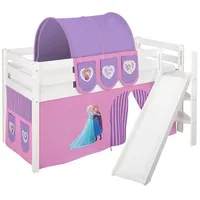 Lilokids Spielbett Hochbett JELLE mit schräger Rutsche & FROZEN Eiskönigin Anna & Elsa