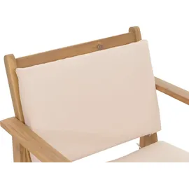 MCW Garten-Garnitur MCW-O19, Lounge-Set Sitzgruppe Bank Sessel Tisch, Holz Akazie MVG Stoff/Textil (180g/m2) ~ Kissen beige