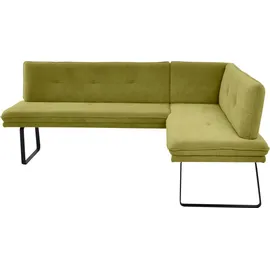 K+W Komfort & Wohnen Eckbank K+W KOMFORT & WOHNEN, grün (olive), B:207cm H:87cm T:157cm, Sitzbänke, Eckbank, Polstereckbank in Spitzkissenoptik, Sitz und Rücken gesteppt