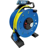 Kunststoff Schuko Kabeltrommel 230V IP44 Stromkabel H07BQ-F 3x2,5mm2 in gelb 50m