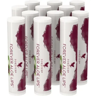 Forever Aloe Lips, hochwertiger Lippenpflegestift mit Aloe Vera, Jojobaöl und Bienenwachs für trockene und rissige Lippen, dermatest-zertifiziert, glutenfrei (12 x 4,25g)
