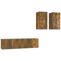 VidaXL 4-tlg. TV-Schrank-Set Räuchereiche Holzwerkstoff