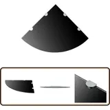 Eckablage Mit Verchromten Halterungen Glas Schwarz 45x45 Cm - Wandregal - Eckregal - Glasregal - Schwarzes Regal - Regal Schwarz