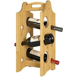Homfa Weinflaschenhalter Bambus Weinflaschenständer: Getränkeregal für stilvolle Aufbewahrung, (Weinflaschenhalterung-Set, 1x Weinflaschenhalterung aus Bambus), Stabil, platzsparend, 6 Flaschen, umweltfreundlich, lackiert
