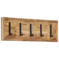 VidaXL Wandgarderobe mit 5 Haken Massivholz Mango