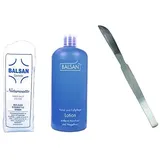 Set Balsan Hornhautentferner Fusspflege Lotion 500 ml, Watte und Hornhautschieber
