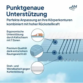 AM Qualitätsmatratzen Premium 7-Zonen Kaltschaummatratze 100 x 200 cm H2/H3