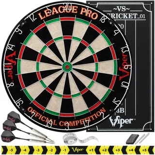 Viper League Pro Spitze aus Sisal/Bristle Dartscheibe mit frei von Klammern sind Bullseye und Cricket Scoreboard Kit